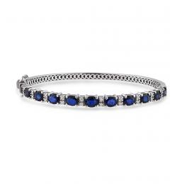 4,49 Karat Özel Tasarım Pırlanta Safir Kelepçe Bileklik