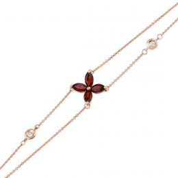 0,81 Karat Pırlanta Flower Garnet Bileklik
