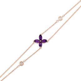 0,64 Karat Pırlanta Flower Ametist Bileklik