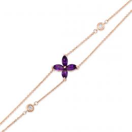 0,64 Karat Pırlanta Flower Ametist Bileklik