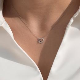0,09 Karat Pırlanta Tasarım Kalp Kolye