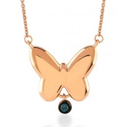 Mavi Pırlanta Kelebek Fauna Kolye