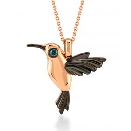 Mavi Pırlanta Kuş Fauna Kolye