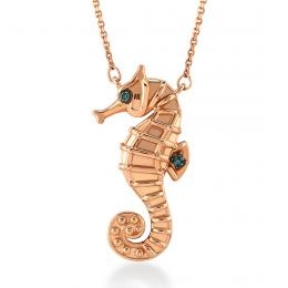 Mavi Pırlanta Deniz Atı Fauna Kolye