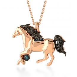 Mavi Pırlanta At Fauna Kolye