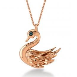 Mavi Pırlanta Kuğu Fauna Kolye