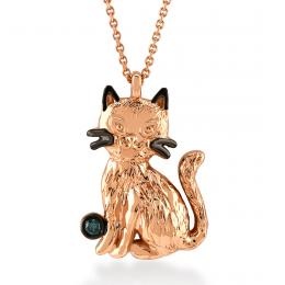 Mavi Pırlanta Kedi Fauna Kolye