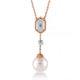 0,02 Karat Pırlantalı İnci Kolye