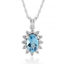 0,52 Karat Pırlanta Blue Topaz Kolye