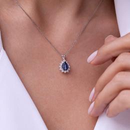 1,61 Karat Pırlanta Safir Kolye