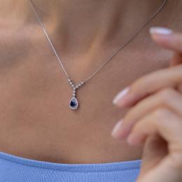 0,54 Karat Pırlanta Safir Kolye