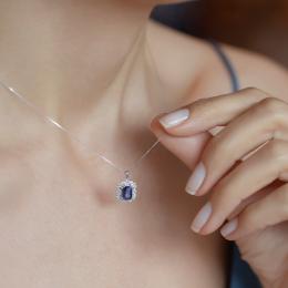 0,66 Karat Özel Tasarım Pırlanta Safir Kolye