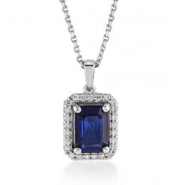 1,10 Karat Pırlanta Safir Kolye