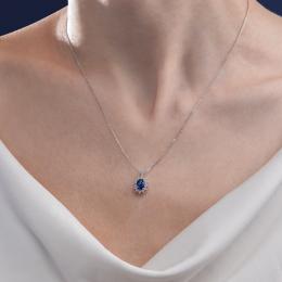 0,52 Karat Pırlanta Safir Kolye