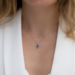 0,45 Karat Pırlanta Safir Kolye