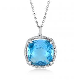 5,00 Karat Pırlanta Blue Topaz Kolye