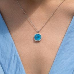 5,00 Karat Pırlanta Blue Topaz Kolye