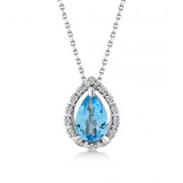 0,34 Karat Pırlanta Blue Topaz Kolye
