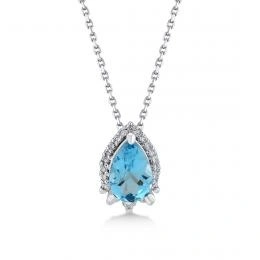 0,48 Karat Pırlanta Blue Topaz Kolye