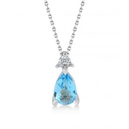 0,32 Karat Pırlanta Blue Topaz Kolye