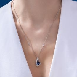 1,44 Karat Pırlanta Safir Kolye