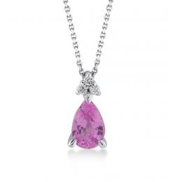 0,53 Karat Pırlanta Pembe Safir Kolye