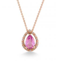 0,47 Karat Pırlanta Pembe Safir Kolye