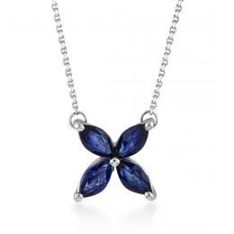 0,70 Karat Pırlanta Flower Safir Kolye