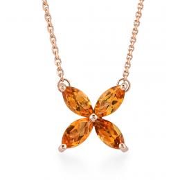 0,59 Karat Pırlanta Flower Sitrin Kolye