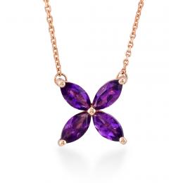 0,57 Karat Pırlanta Flower Ametist Kolye