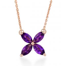 0,57 Karat Pırlanta Flower Ametist Kolye