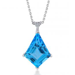 6,16 Karat Hexagon Pırlanta Blue Topaz Kolye