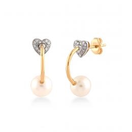 0,89 Karat Pırlantalı İnci Küpe