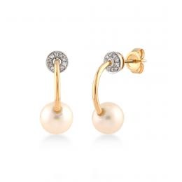 0,89 Karat Pırlantalı İnci Küpe
