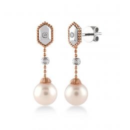 0,03 Karat Pırlantalı İnci Küpe