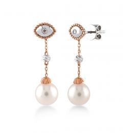 0,03 Karat Pırlantalı İnci Küpe