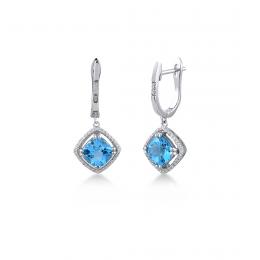 1,65 Karat Özel Tasarım Pırlanta Blue Topaz Küpe