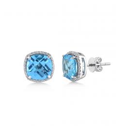 4,15 Karat Pırlanta Blue Topaz Küpe