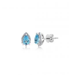 1,02 Karat Pırlanta Blue Topaz Küpe