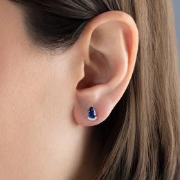 0,85 Karat Pırlanta Safir Küpe