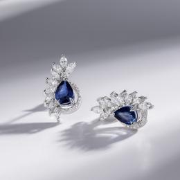 2,19 Karat Pırlanta Safir Küpe