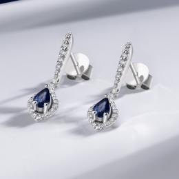 0,63 Karat Pırlanta Safir Küpe