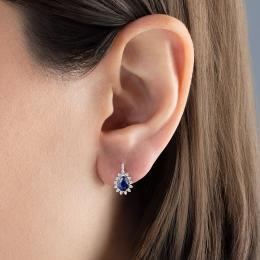 0,65 Karat Pırlanta Safir Küpe