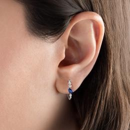 0,58 Karat Pırlanta Safir Küpe