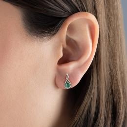 0,43 Karat Pırlanta Zümrüt Sonsuzluk Küpe