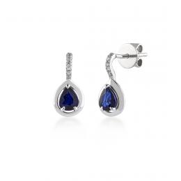 0,60 Karat Pırlanta Safir Küpe