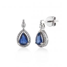 1,00 Karat Pırlanta Safir Küpe