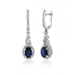 1,92 Karat Pırlanta Safir Küpe