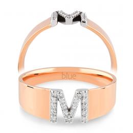 0,09 Karat M Harfi Pırlanta Yüzük