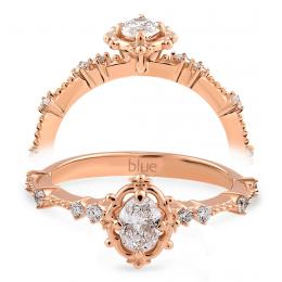 0,32 Karat Vintage Oval Pırlanta Tektaş Yüzük